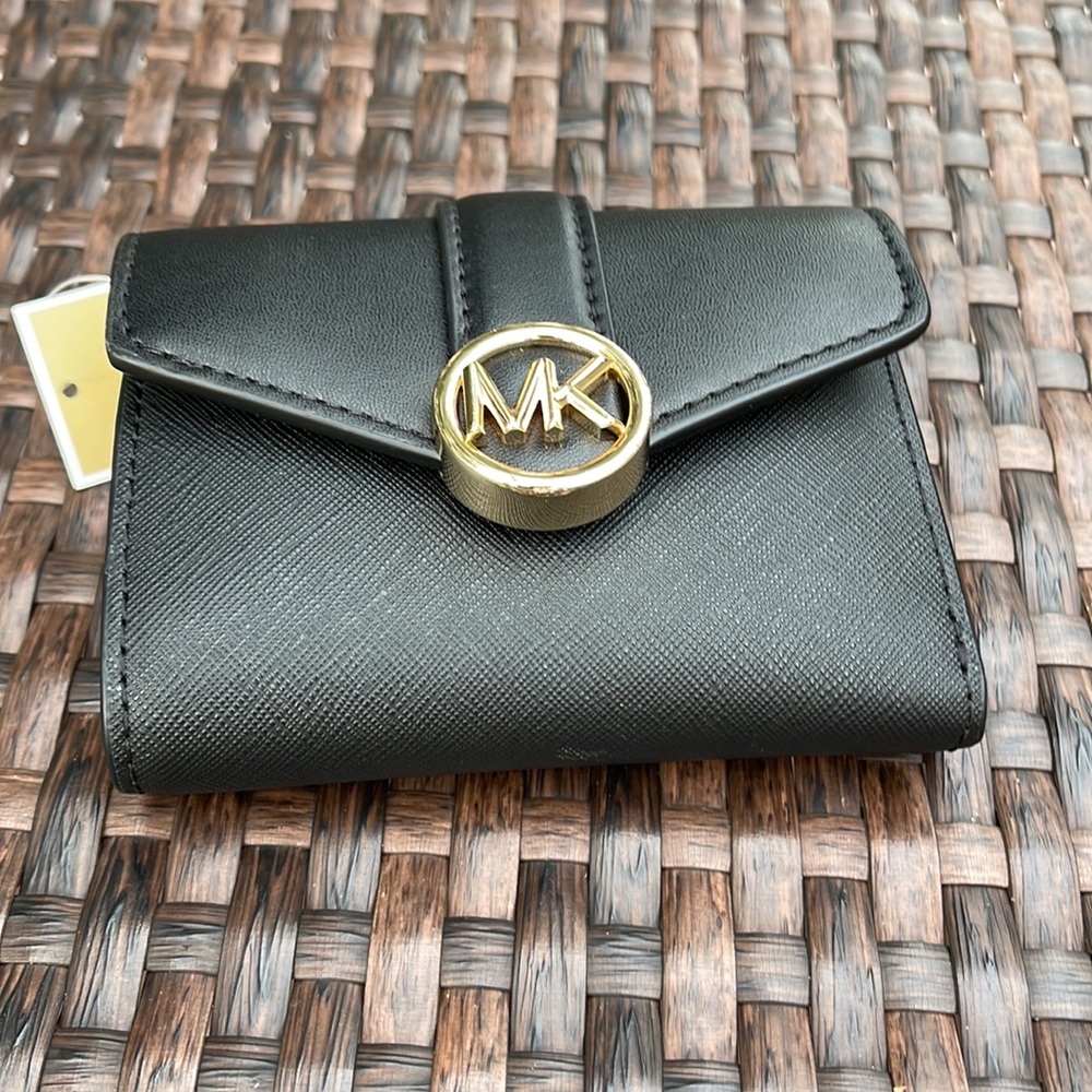 MICHAEL KORS CARMEN MEDIUM LOGO AND FAUX LEATHER WALLET BLACK - Picture 10 of 16